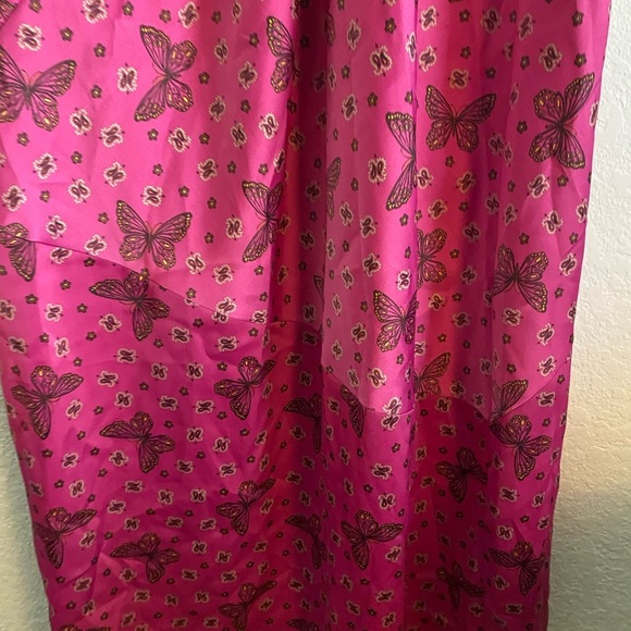 Urban Outfitters Samira Fuchsia Butterfly Midi Satin Slip Coquette Fairy Dress M - Picture 14 of 15